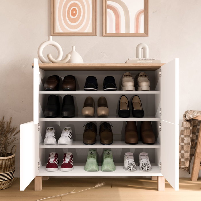 Hanah Home Nord - ND1-SW Armario para Zapatos Blanco y Roble
